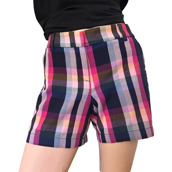 Re-Imagined Shorts by J. CREW 100% Cotton Bold Pastel Madras Plaid Classic NWOT - Picture 2 of 9